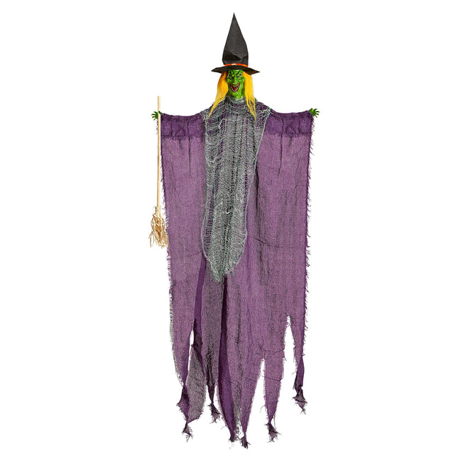 Halloween Puppe Hexe mit Besen 1,38m