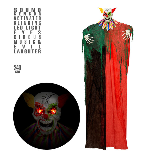 Halloween Puppe Clown mit Licht und Sound 2,4m