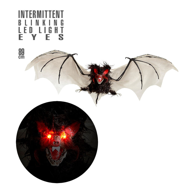 Halloween Fledermausattrappe mit Licht 89cm
