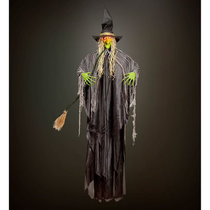 Halloween Hängende Dekoration Hexe mit Licht und Sound 2,4m
