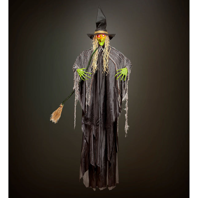 Halloween Hängende Dekoration Hexe mit Licht und Sound 2,4m