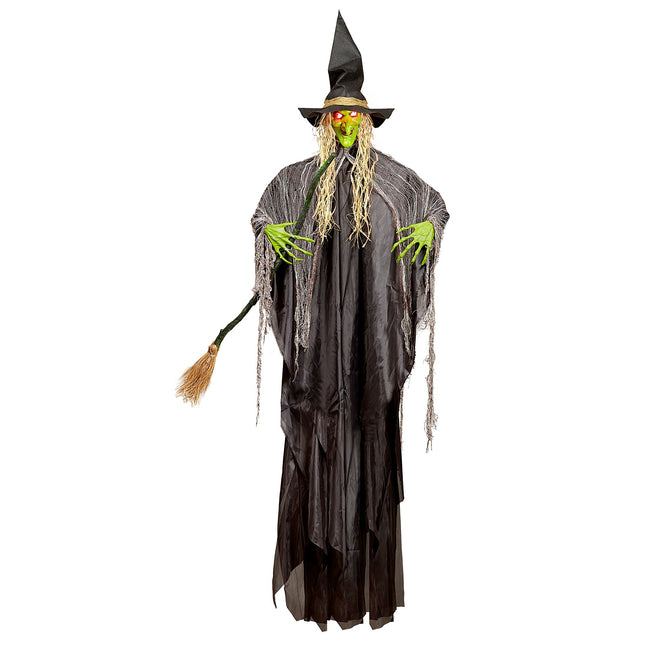 Halloween Hängende Dekoration Hexe mit Licht und Sound 2,4m