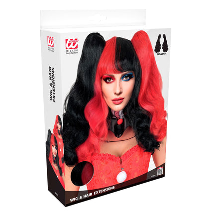 Halloween-Perücke „Harlekin“ mit Haarverlängerungen