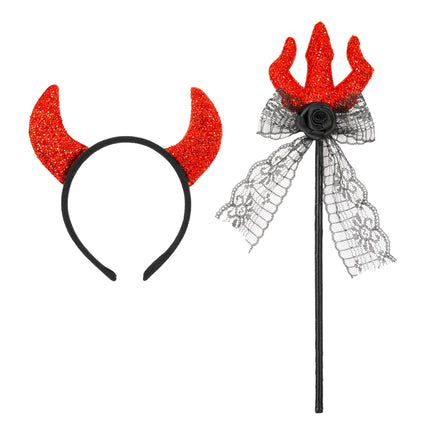 Devil Accessoire Set Haarband und Gabel 2 Stück