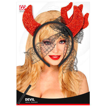Devil Accessoire Set Haarband und Gabel 2 Stück