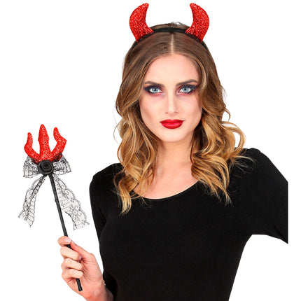 Devil Accessoire Set Haarband und Gabel 2 Stück