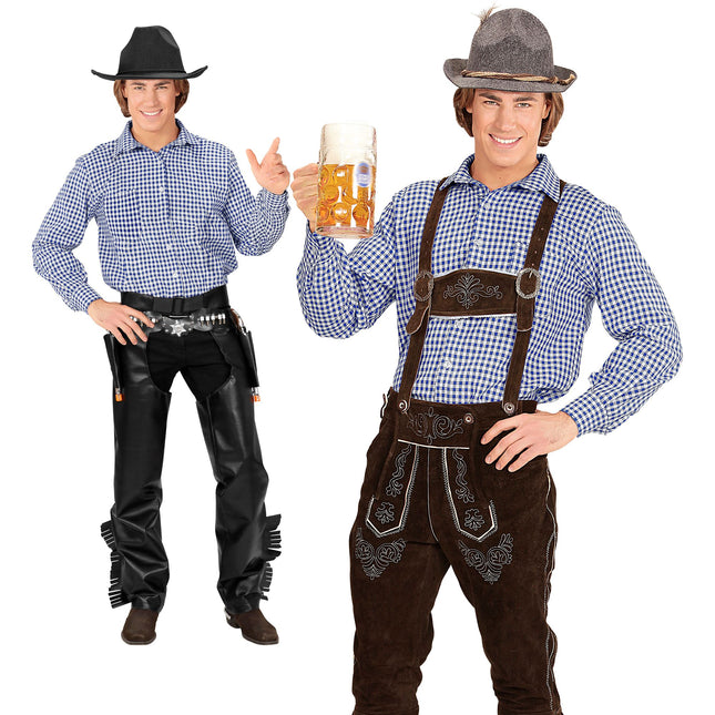 Oktoberfest Hemd Blau Weiß Männer