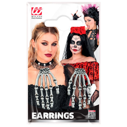 Halloween-Ohrringe: Skelett-Hand
