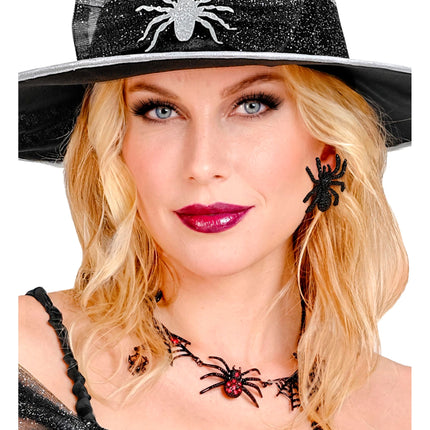 Halloween-Ohrringe mit Spinnen und Strass