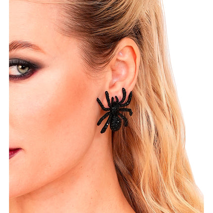 Halloween-Ohrringe mit Spinnen und Strass
