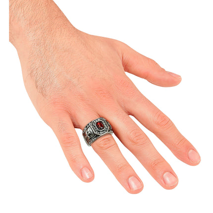 Halloween-Ring mit rotem Edelstein
