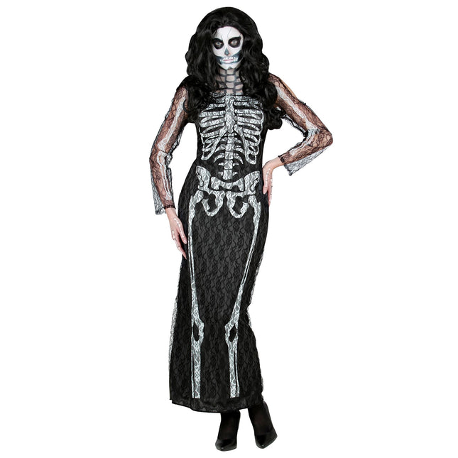 Halloween Kleid Damen Lang Skelett
