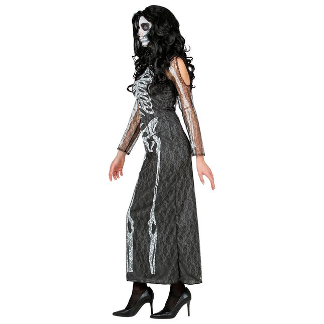 Halloween Kleid Damen Lang Skelett