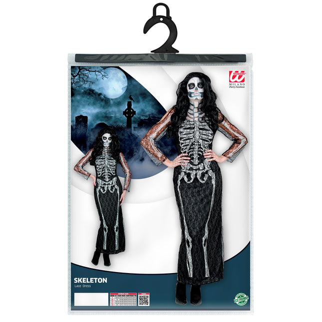 Halloween Kleid Damen Lang Skelett