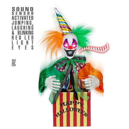 Clown Springende Puppe mit Sound und Licht 37cm