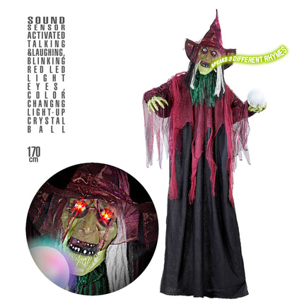 Halloween Puppe Hexe mit Licht 1,7m