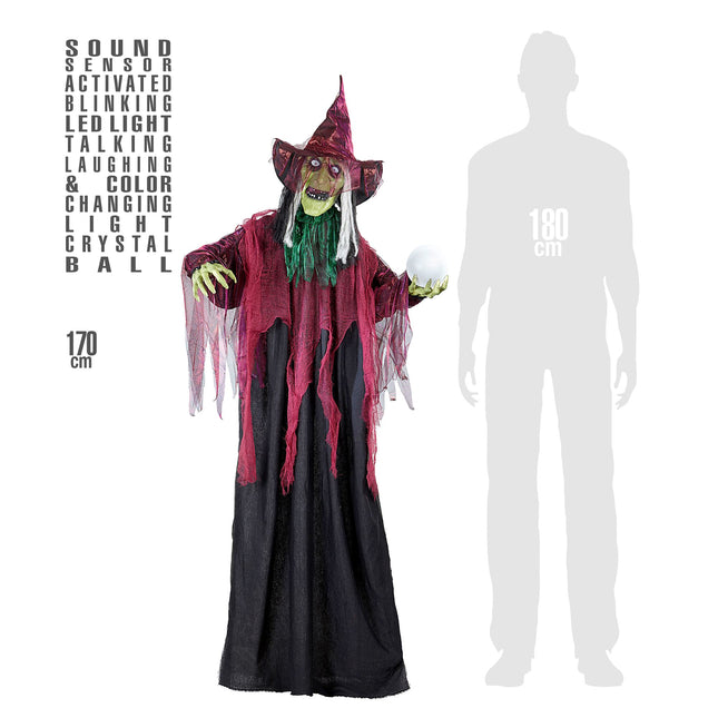 Halloween Puppe Hexe mit Licht 1,7m