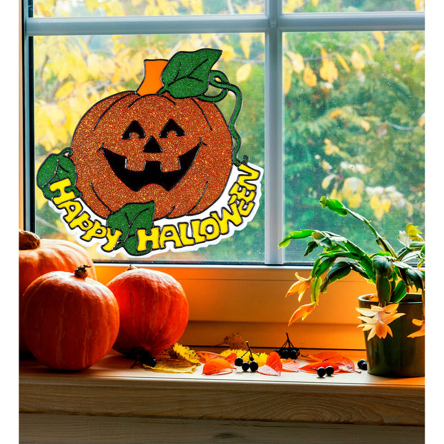 Kürbis Fensteraufkleber Orange 25cm