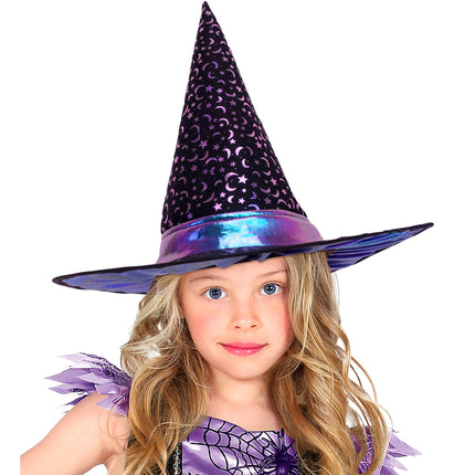 Halloween-Hexenhut für Kinder mit Sternen und Mond