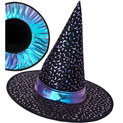 Halloween-Hexenhut für Kinder mit Sternen und Mond