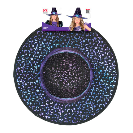 Halloween-Hexenhut für Kinder mit Sternen und Mond