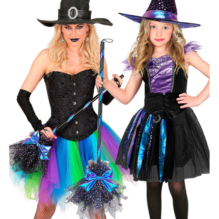 Halloween-Hexenbesen mit Sternen und Mond, 85 cm
