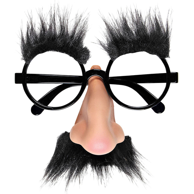 Schwarze Brille mit Nase, Schnurrbart und Augenbrauen