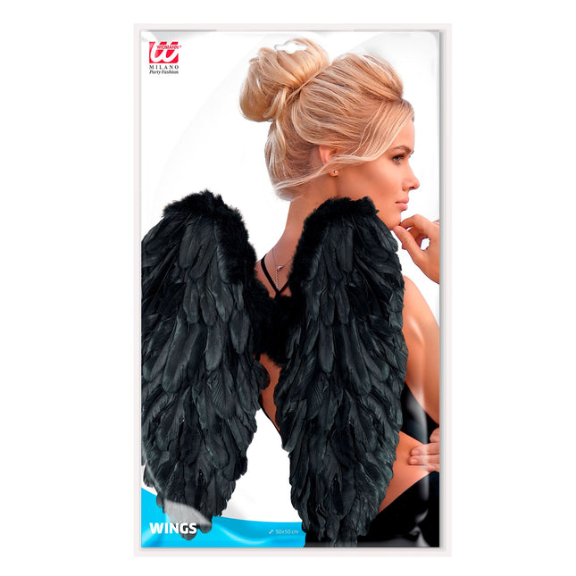 Schwarze Flügel faltbar 50cm