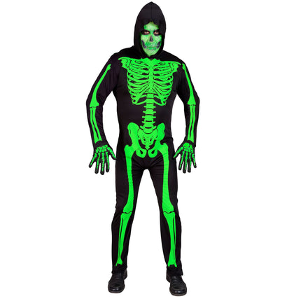 Halloween Kostüm Schwarz Grün Männer Skelett 2 Stück