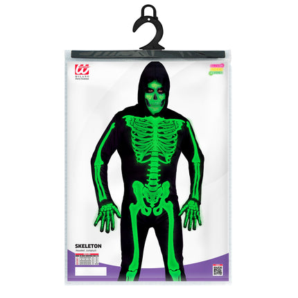 Halloween Kostüm Schwarz Grün Männer Skelett 2 Stück