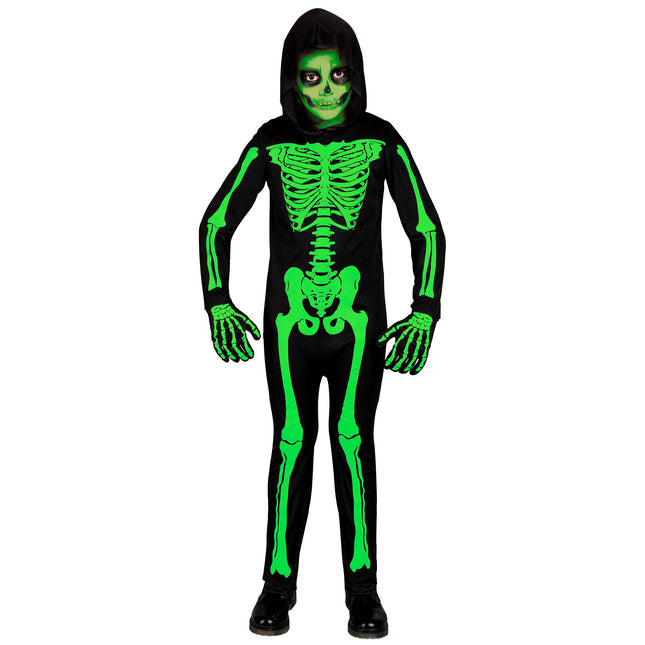 Halloween Kostüm Schwarz Grün Kind Skelett 2 Stück