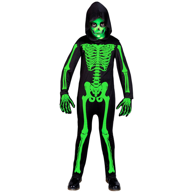 Halloween Kostüm Schwarz Grün Kind Skelett 2 Stück