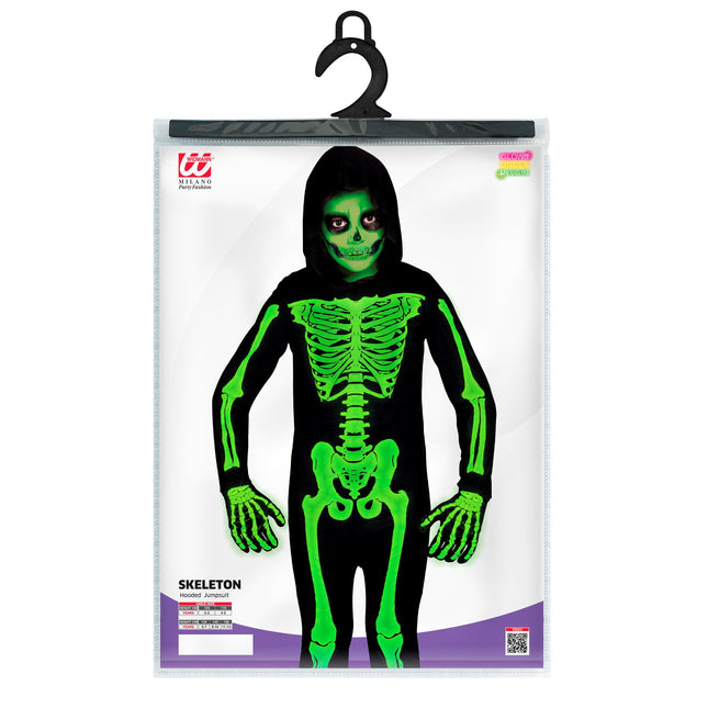 Halloween Kostüm Schwarz Grün Kind Skelett 2 Stück