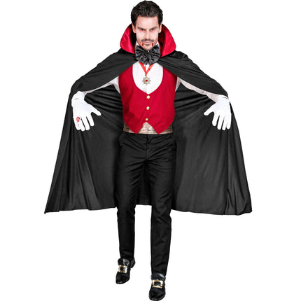 Halloween Kostüm Schwarz Rot Herren Vampir 4-teilig