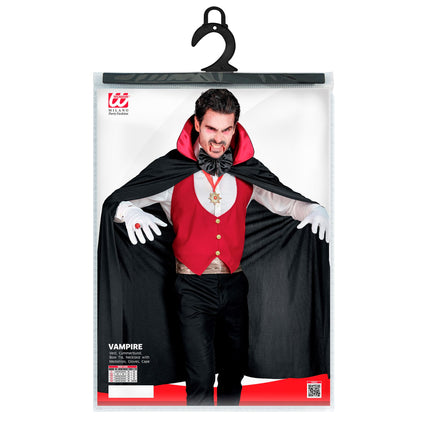 Halloween Kostüm Schwarz Rot Herren Vampir 4-teilig