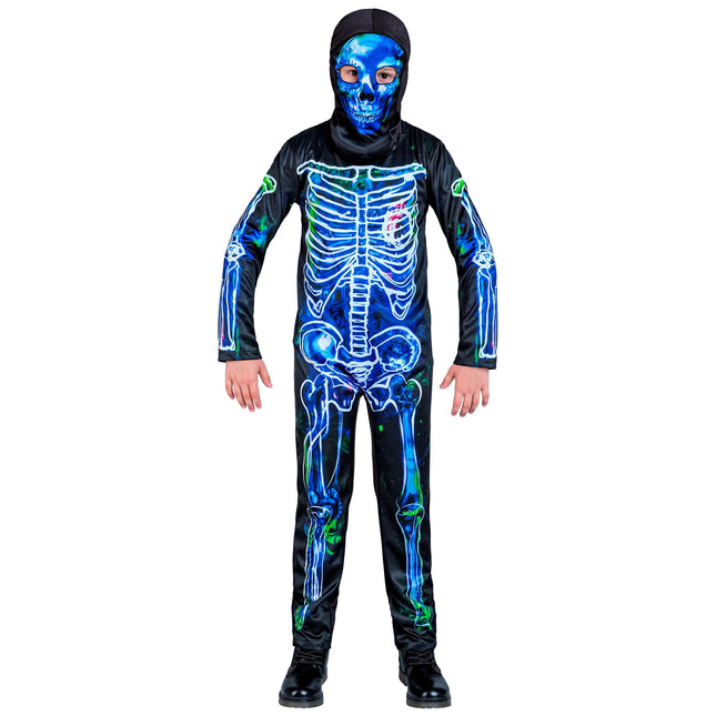 Halloween Kostüm Schwarz Blau Kind Skelett 2 Stück
