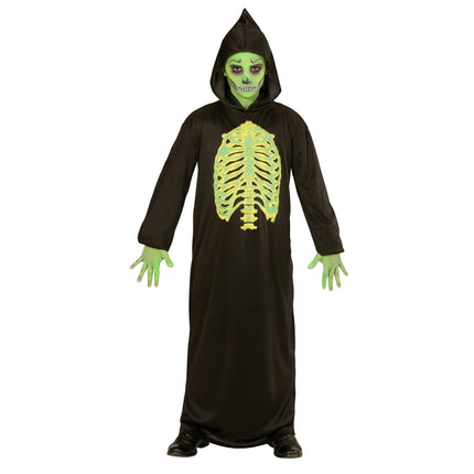 Halloween Kostüm Schwarz Grün Kind Skinny Reaper 2 Stück