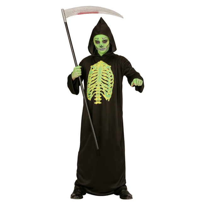 Halloween Kostüm Schwarz Grün Kind Skinny Reaper 2 Stück