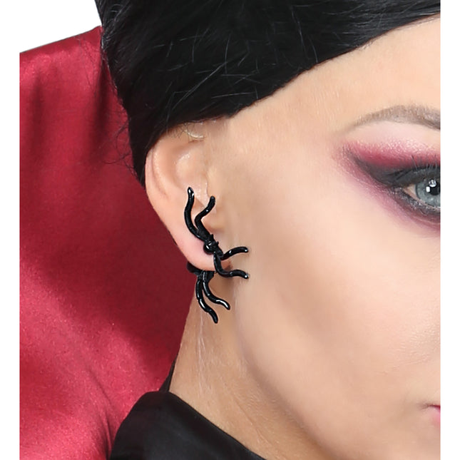 Halloween-Ohrringe Schwarze Spinnen
