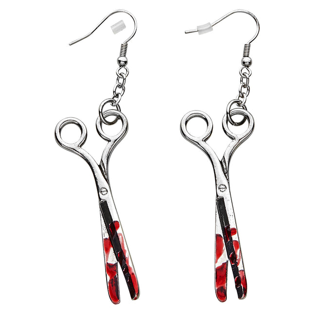 Halloween-Ohrringe Schere mit Blut