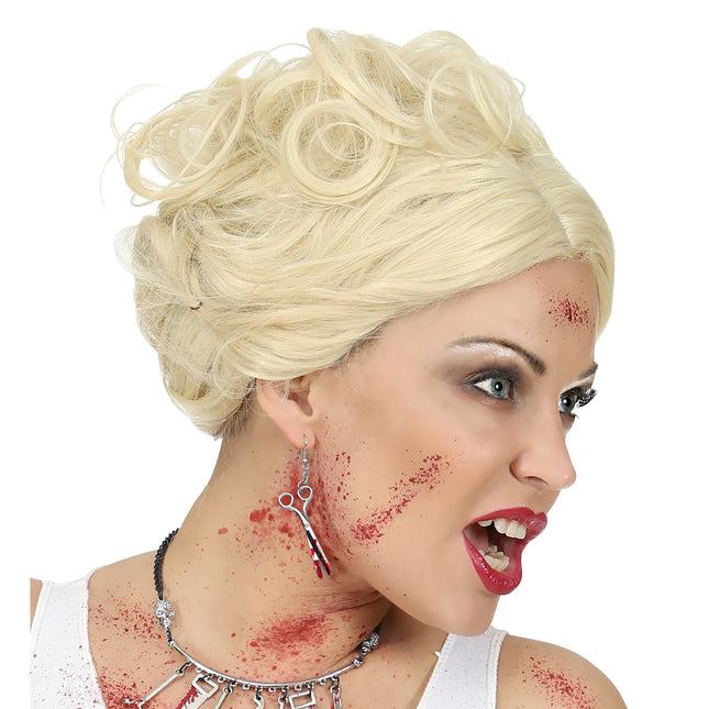 Halloween-Ohrringe Schere mit Blut