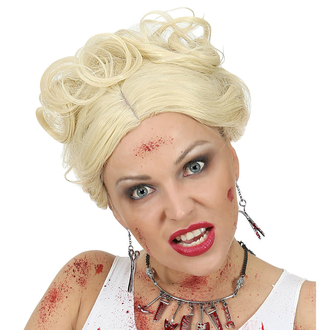 Halloween-Ohrringe Schere mit Blut