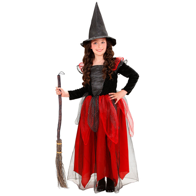 Halloween Kostüm Schwarz Rot Kind Hexe 2 Stück