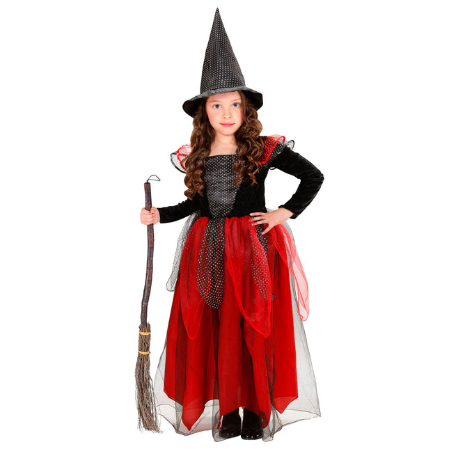 Halloween Kostüm Schwarz Rot Kind Hexe 2 Stück