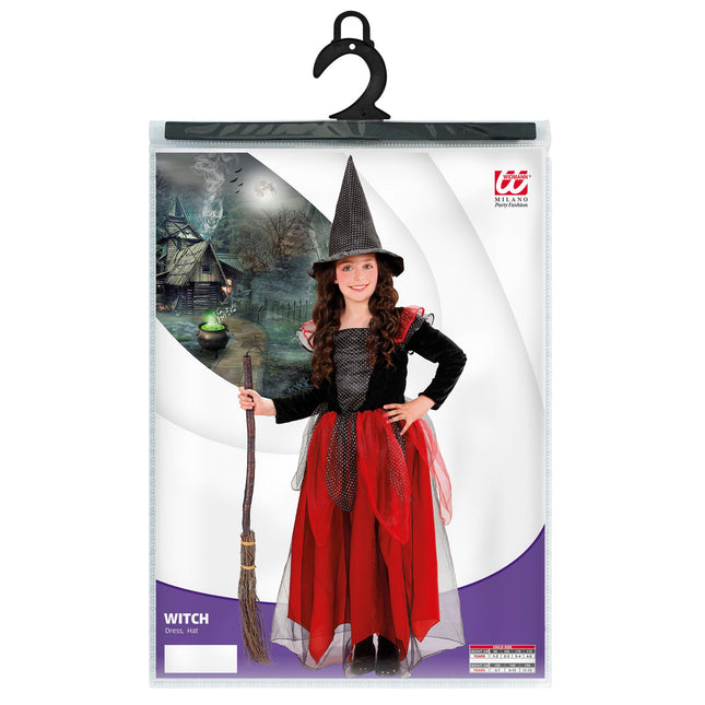 Halloween Kostüm Schwarz Rot Kind Hexe 2 Stück