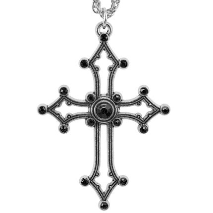 Halloween-Halskette mit Kreuz und Edelsteinen