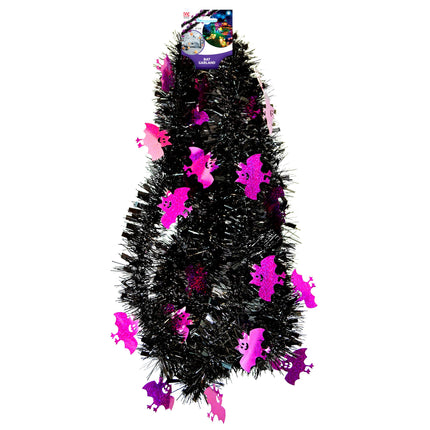 Halloween Girlande Schwarz Lila Fledermaus 3m