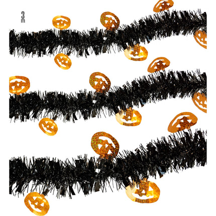 Halloween Girlande Schwarz Orange Kürbis 3m