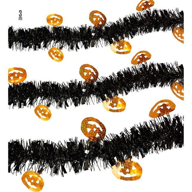 Halloween Girlande Schwarz Orange Kürbis 3m