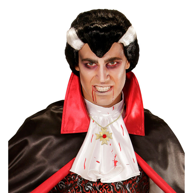 Halloween Halskette Gold mit rotem Edelstein